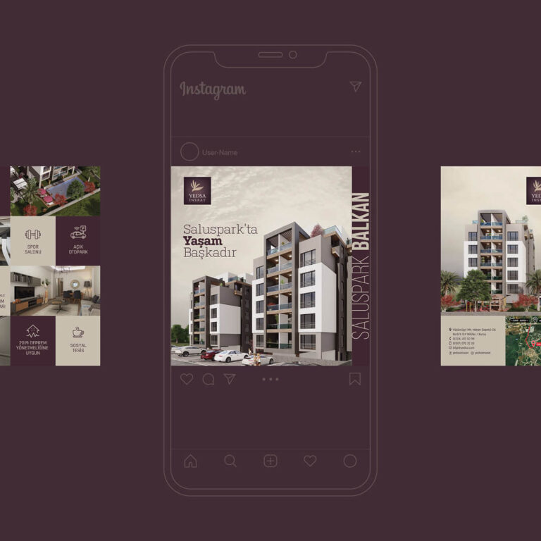 yedsa inşaat, instagram post tasarım, bursa sosyal medya yönetimi